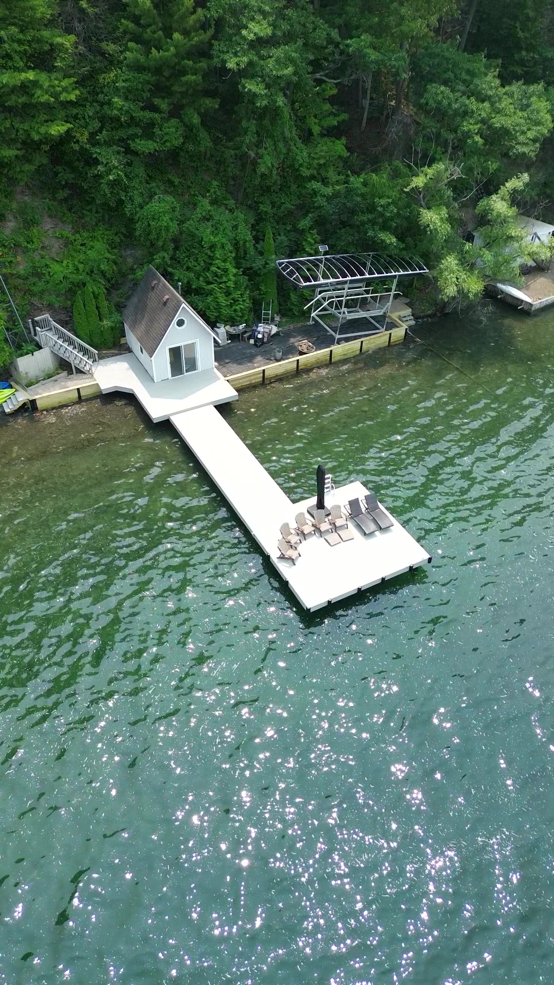 East Lake dock and waterfront deck viewed from above